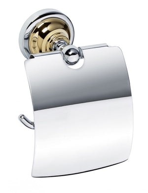 Porta carta igienica con coperchio RETRO in ottone cromo-oro 14x15x10cm