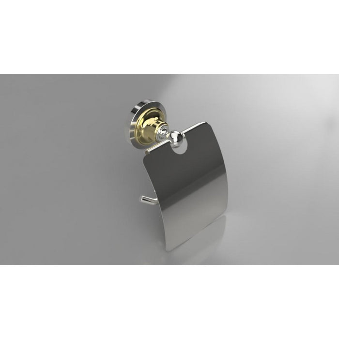 Porta carta igienica con coperchio RETRO in ottone cromo-oro 14x15x10cm
