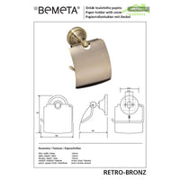 Porta carta igienica con coperchio in ottone RETRO 14x15x10 cm