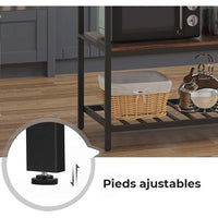 Carrello da cucina in stile industriale, collezione TAMPA, con struttura in metallo nero e piano in legno.