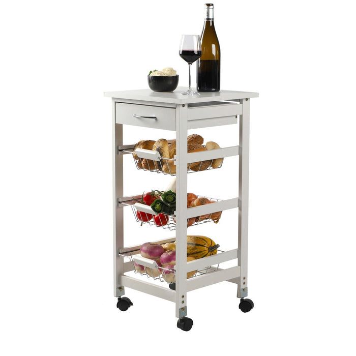 Carrello di servizio bianco su ruote - 3 cestini, dimensioni 37x37x76 cm - Collezione ROLLYX