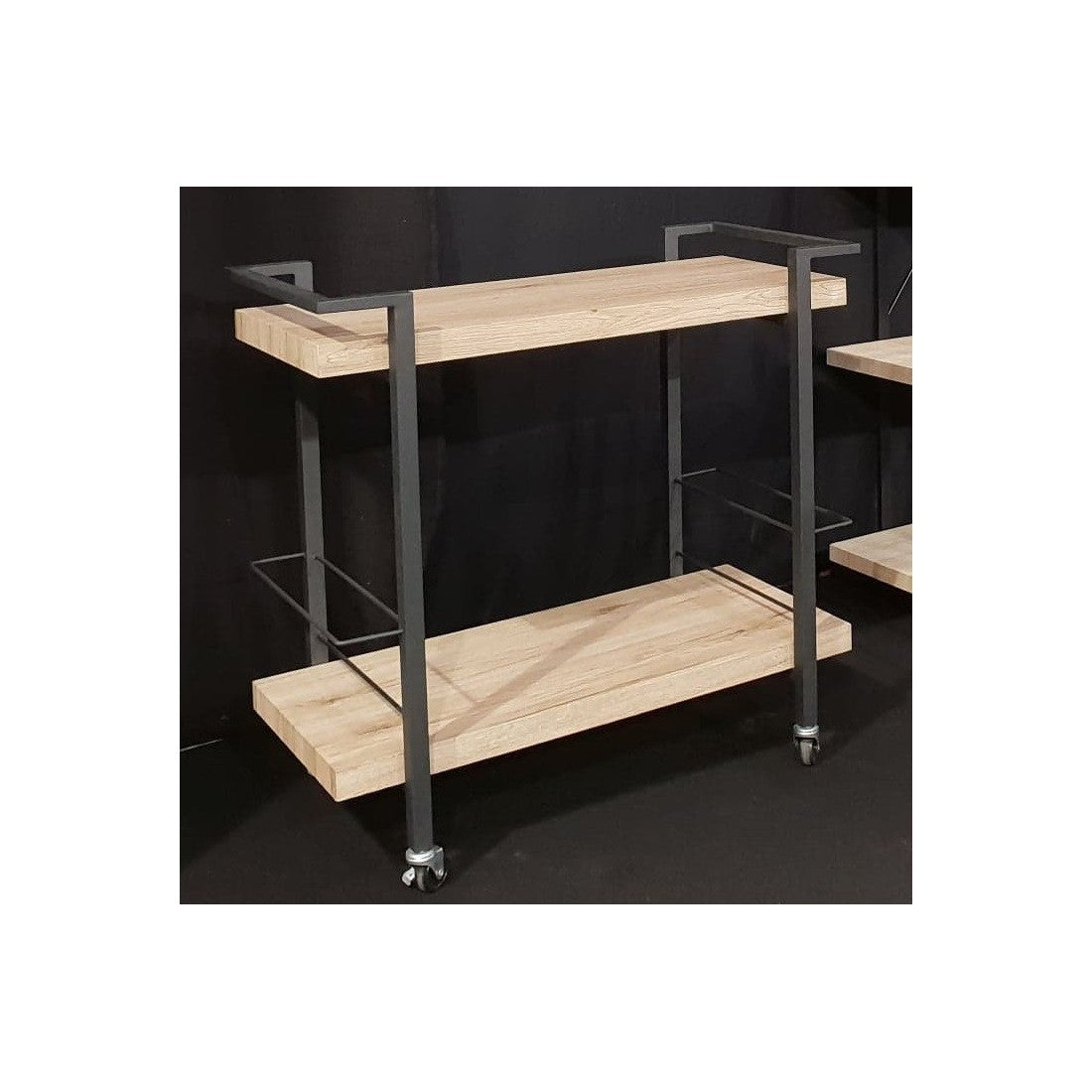 Carrello da servizio, mobile contenitore di design per cucina o sala da pranzo TROLLEY. Colori legno e nero.