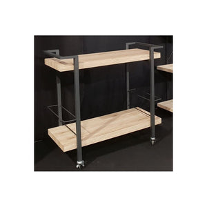 Carrello da servizio, mobile contenitore di design per cucina o sala da pranzo TROLLEY. Colori legno e nero.