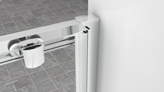 Box doccia a nicchia 140 cm porta scorrevole apertura laterale H195 cm ALBA Cromato