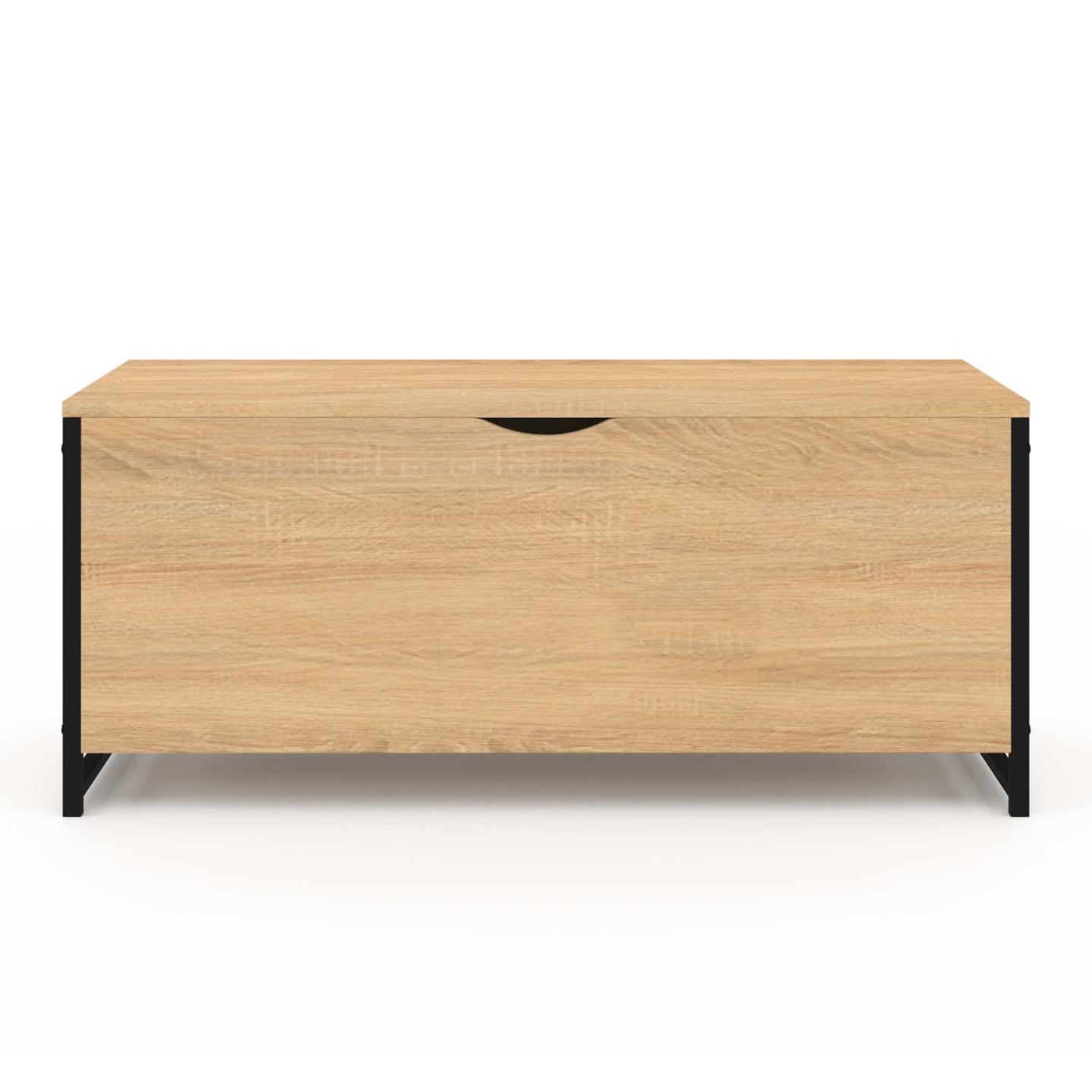 IDMarket - DETROIT baúl 100 cm madera y negro diseño industrial