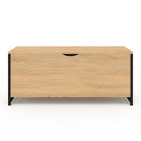 IDMarket - DETROIT baúl 100 cm madera y negro diseño industrial