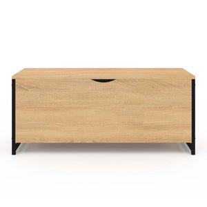 IDMarket - DETROIT baúl 100 cm madera y negro diseño industrial