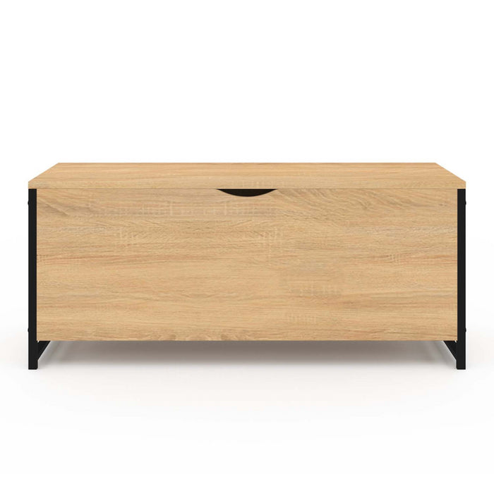 IDMarket - DETROIT baúl 100 cm madera y negro diseño industrial