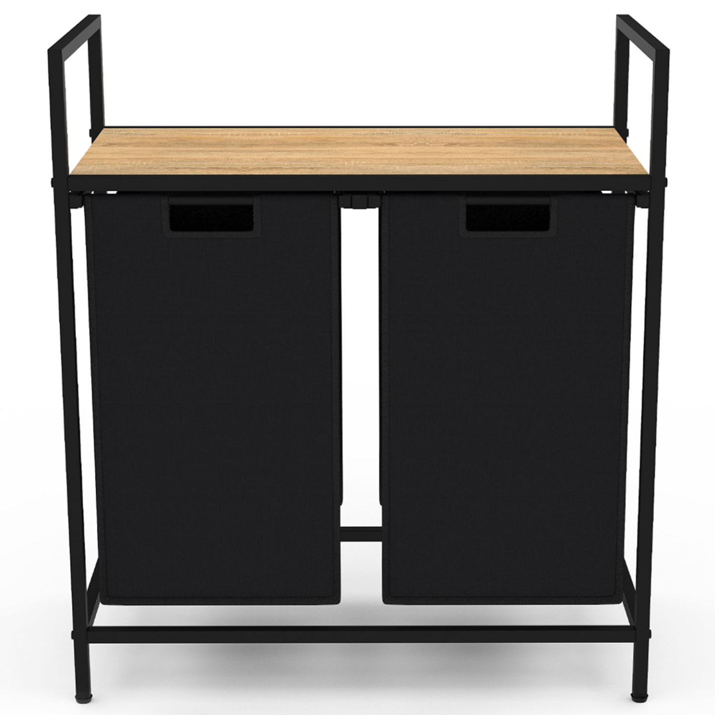 IDMarket - DETROIT Cesto para la ropa de 2 compartimentos en tejido negro, diseño industrial