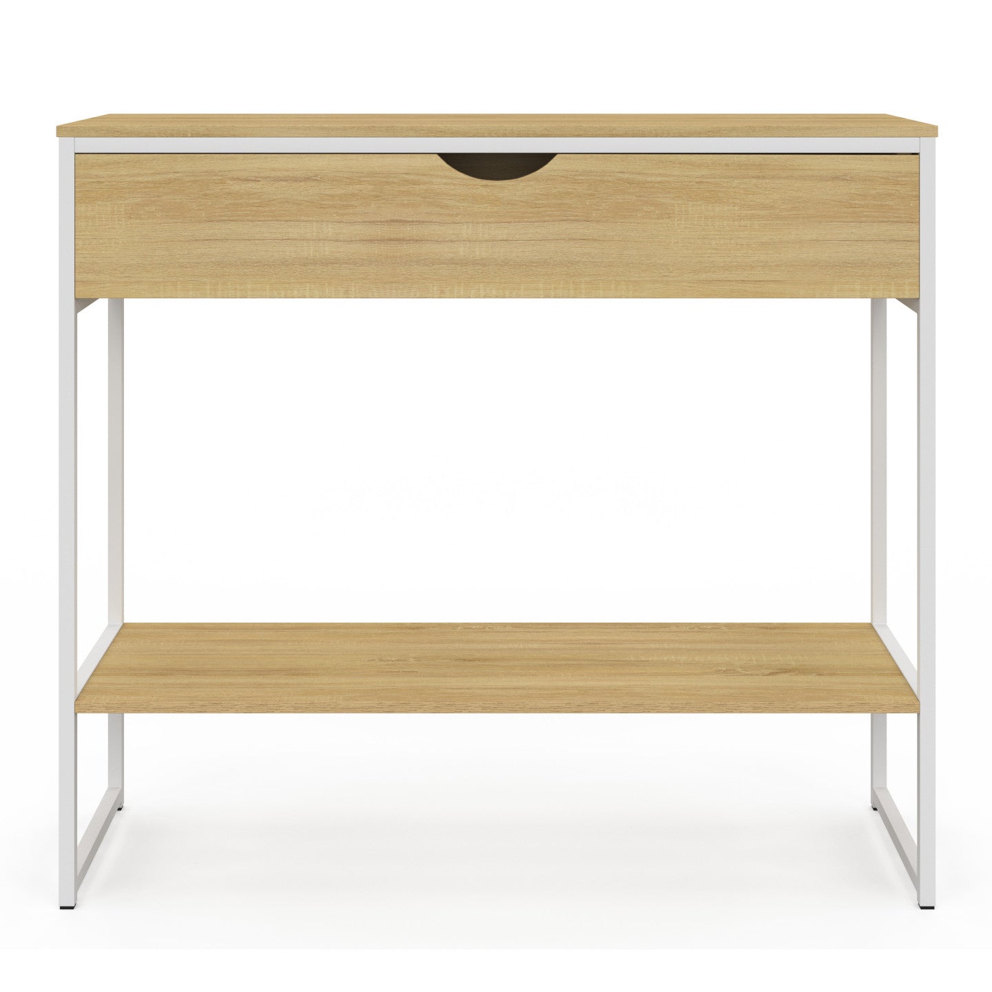 IDMarket - DETROIT Consolle a 1 cassetto con 1 ripiano, design industriale, legno e metallo bianco