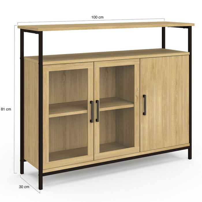 IDMarket - DETROIT Credenza a 2 ante da 100 cm con armadi dal design industriale
