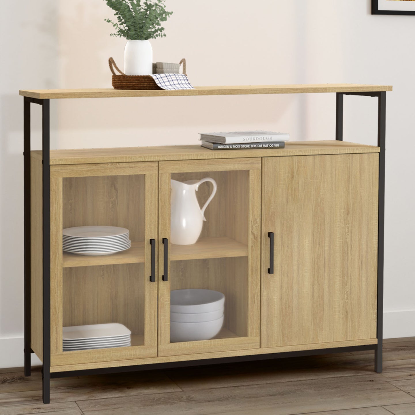 IDMarket - DETROIT Credenza a 2 ante da 100 cm con armadi dal design industriale