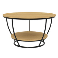 IDMarket - DETROIT Mesa de centro redonda de 70 cm con doble tablero de alambre