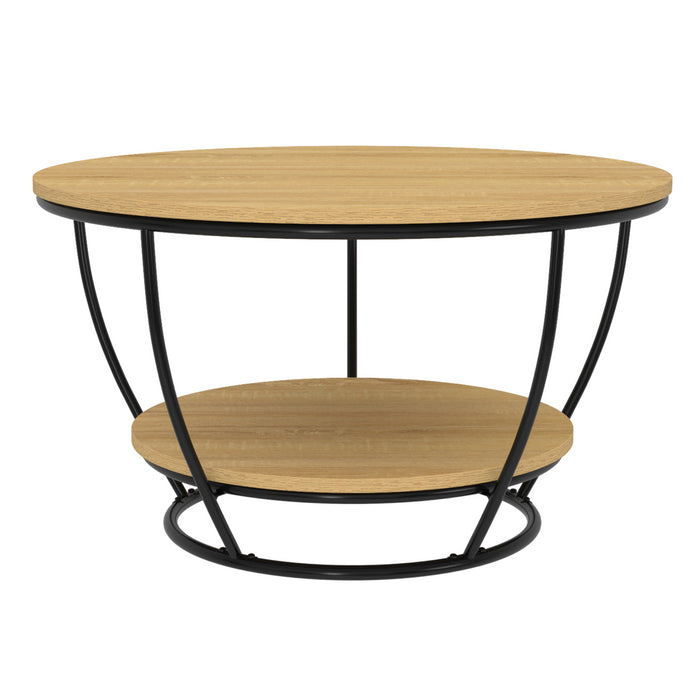 IDMarket - DETROIT Mesa de centro redonda de 70 cm con doble tablero de alambre
