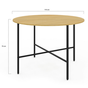 IDMarket - DETROIT mesa de comedor redonda para 4 personas, diseño industrial 110 cm