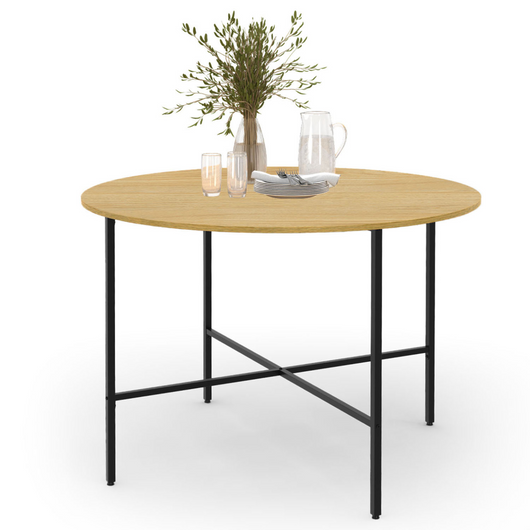 IDMarket - DETROIT mesa de comedor redonda para 4 personas, diseño industrial 110 cm