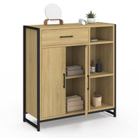 IDMarket - DETROIT mobile bagno 1 cassetto 2 ante armadio e ripiani design industriale