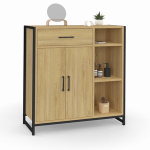 IDMarket - DETROIT mobile bagno 1 cassetto 2 ante armadio e ripiani design industriale