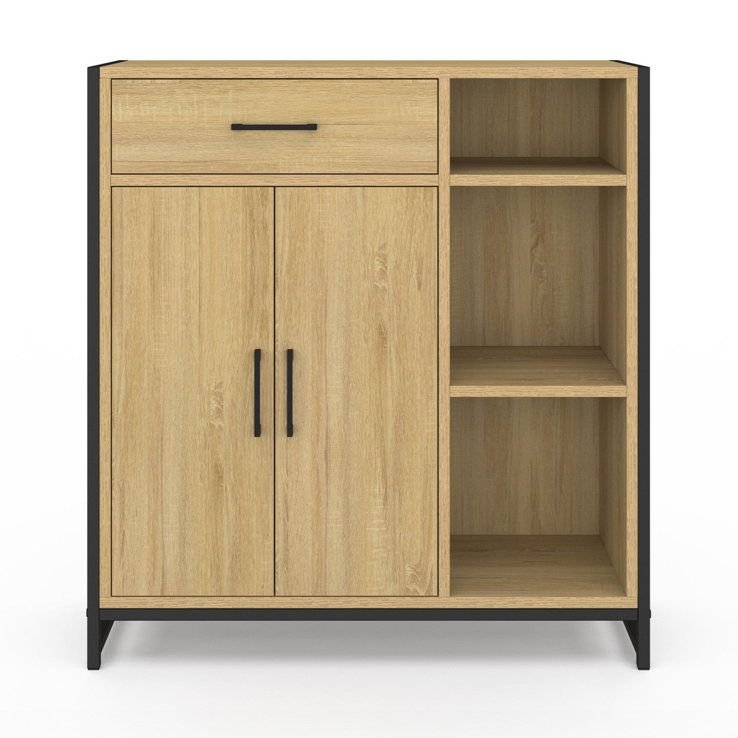 IDMarket - DETROIT mobile bagno 1 cassetto 2 ante armadio e ripiani design industriale