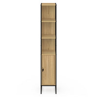 IDMarket - DETROIT Mueble de baño de 1 puerta con espejo y estantes de diseño industrial