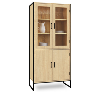 IDMarket - DETROIT Mueble de porcelana de diseño industrial de 4 puertas H. 176 cm