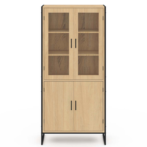 IDMarket - DETROIT Mueble de porcelana de diseño industrial de 4 puertas H. 176 cm