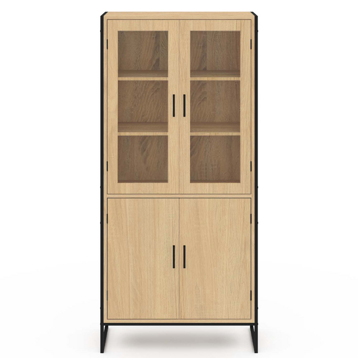 IDMarket - DETROIT Mueble de porcelana de diseño industrial de 4 puertas H. 176 cm