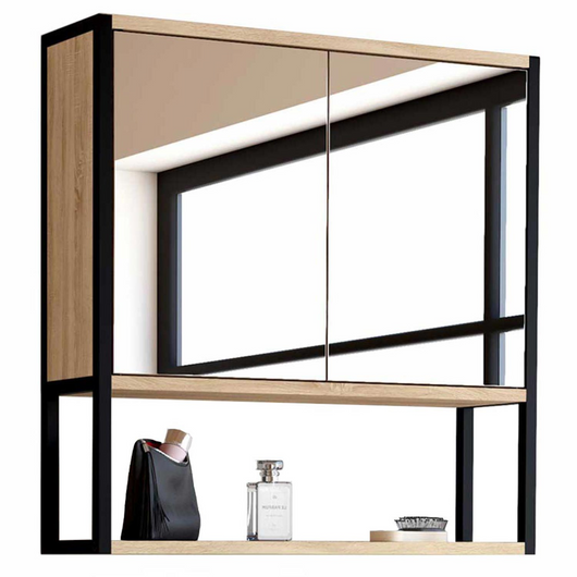 IDMarket - DETROIT pensile da bagno con specchio, design industriale