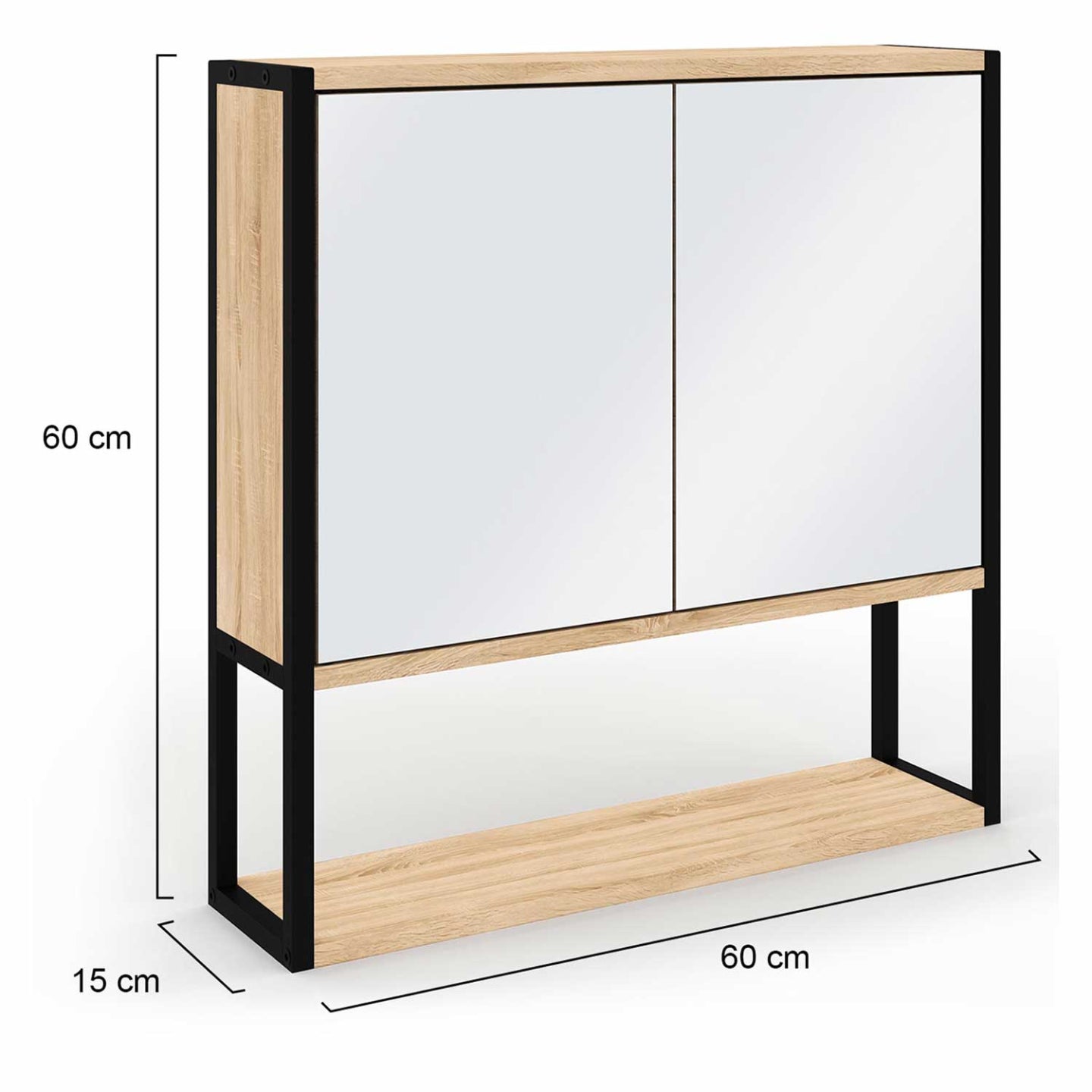 IDMarket - DETROIT pensile da bagno con specchio, design industriale