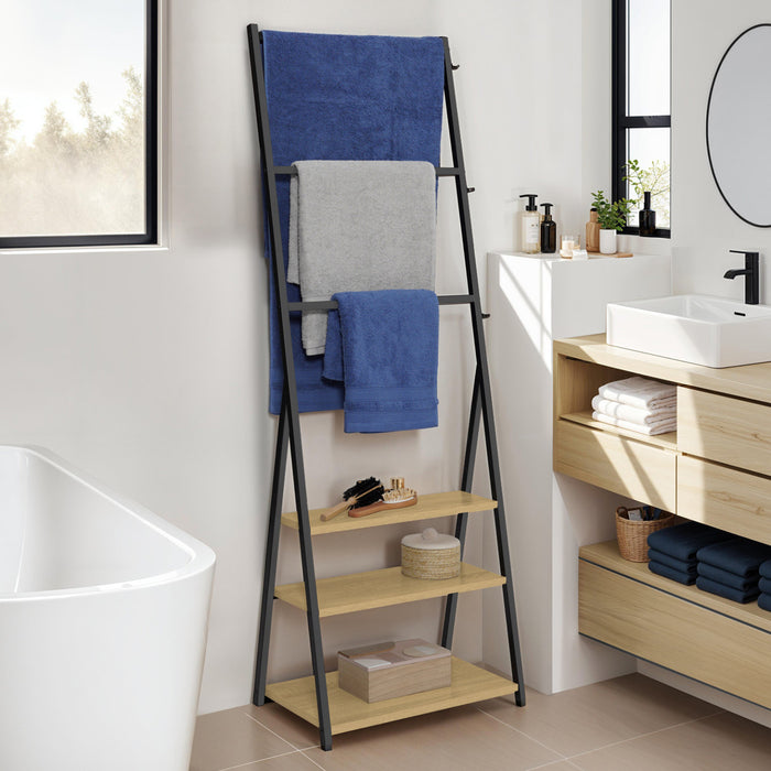 IDMarket - DETROIT Portasciugamani a 3 livelli 3 ripiani design industriale