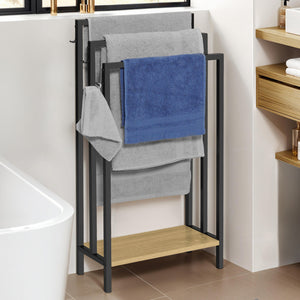 IDMarket - DETROIT Portasciugamani a pavimento a 3 livelli con ripiano dal design industriale