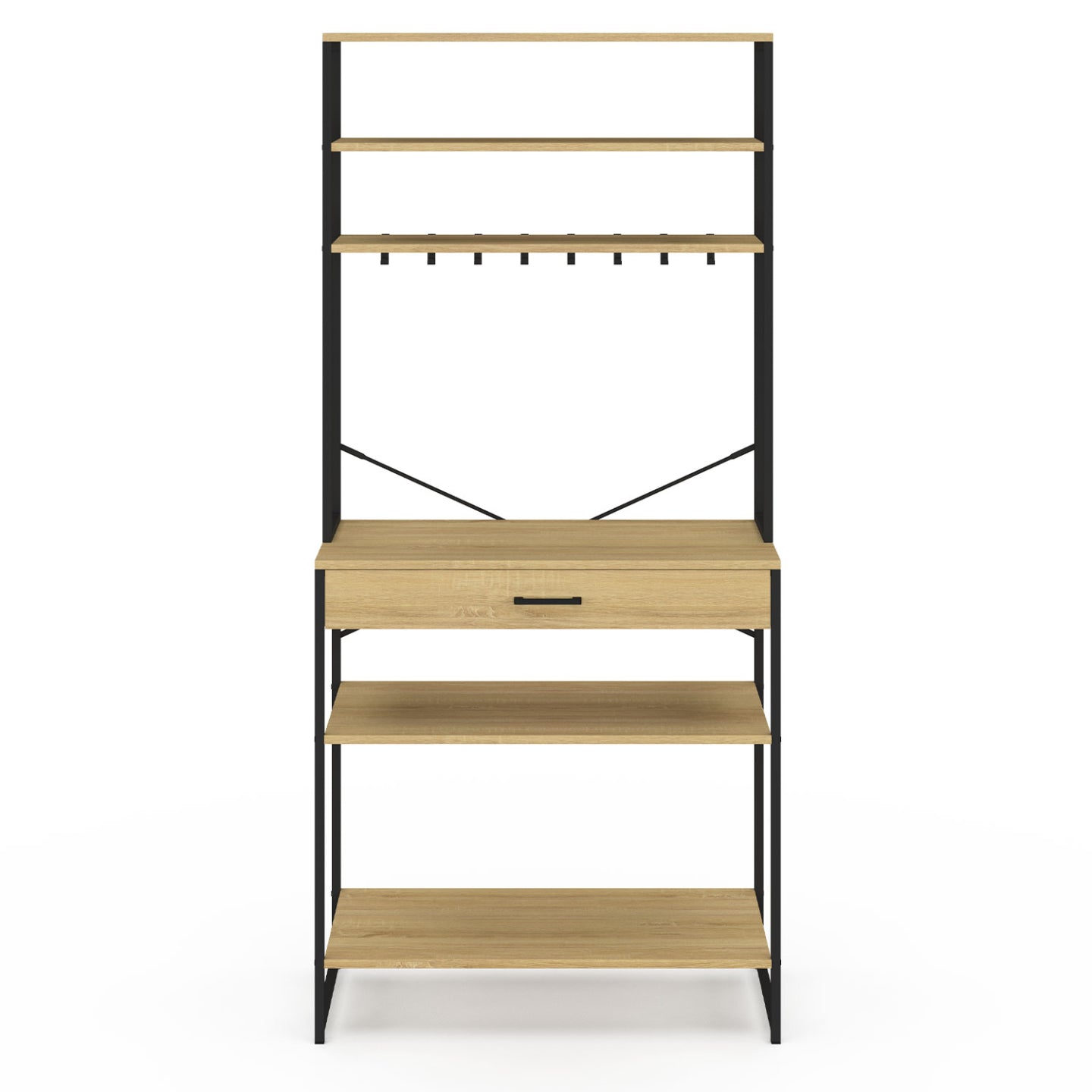 IDMarket - DETROIT scaffale da cucina da 80 cm con cassetto e ganci dal design industriale