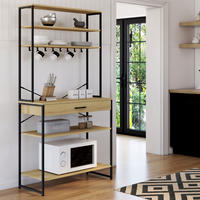 IDMarket - DETROIT scaffale da cucina da 80 cm con cassetto e ganci dal design industriale