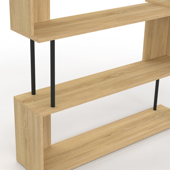 IDMarket - DETROIT Scrivania angolare con libreria girevole a 180°, forma a S, design industriale