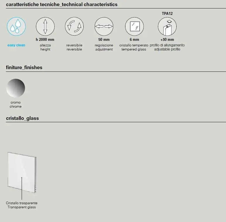 Box Doccia Saloon 6mm Anticalcare H200 Trasparente - 70x80