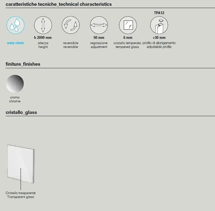 Box Doccia Saloon 6mm Anticalcare H200 Trasparente - 90x110