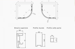 Box Doccia Semicircolare Acidato 6mm Apertura Scorrevole Anti Calcare - 90x90