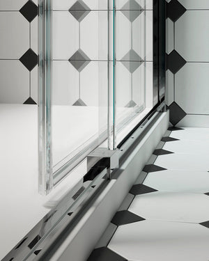 Box Doccia H. 200 Con Ante Scorrevoli Reversibile Mod. Quick Cristallo 6 Mm Trasparente, Finitura Cromo - Cm. 85 X 85