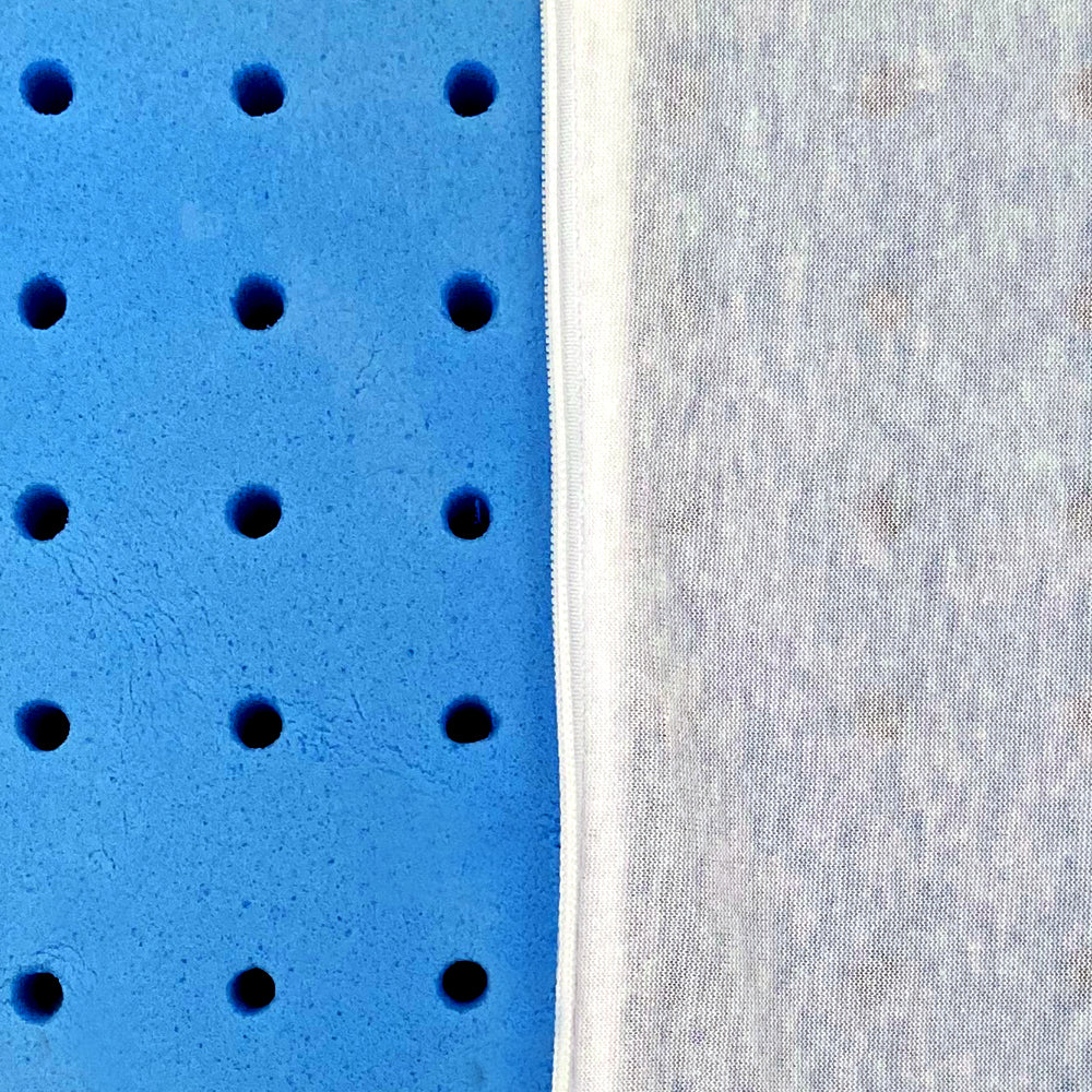 Guanciale memory foam polar gel forato fresco e traspirante, cuscino modello saponetta con maglina - Comprarredo