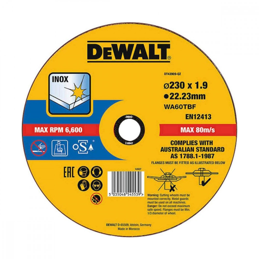 Dewalt 230x1,9x22,23mm disco da taglio per ferro e acciaio inox