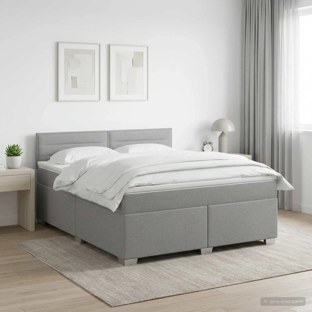 Letto box spring con materasso Grigio Chiaro 140 x 190 cm 3450467