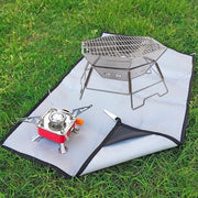 Tappeto di Protezione per Focolare da Giardino con Telaio per BBQ e Focolare Esterno - Argento 50 x 80 cm