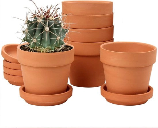 Pannelli terracotta mini - vasi da fiore con base - 6 pezzi - 10 x 10 cm