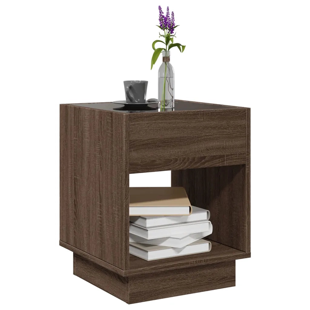 Tavolino da Salotto con LED Infinity Rovere Marrone 40x40x50 cm 847650