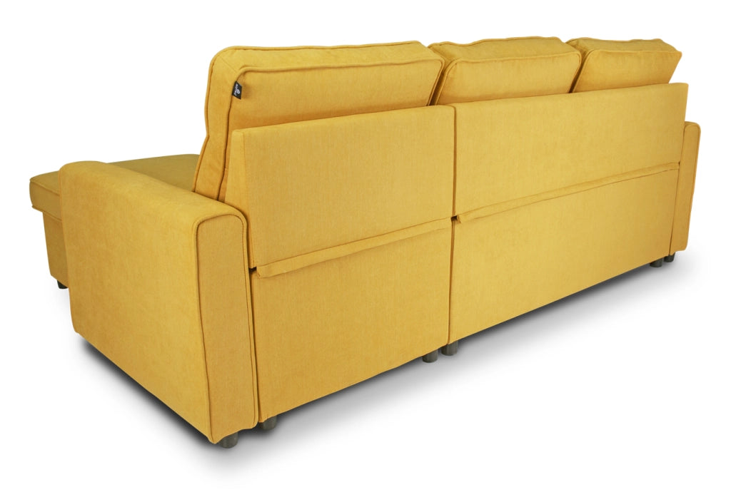 Divano letto angolare con contenitore, divano con chaise longue giallo - Kennedy - DL-KE16CL