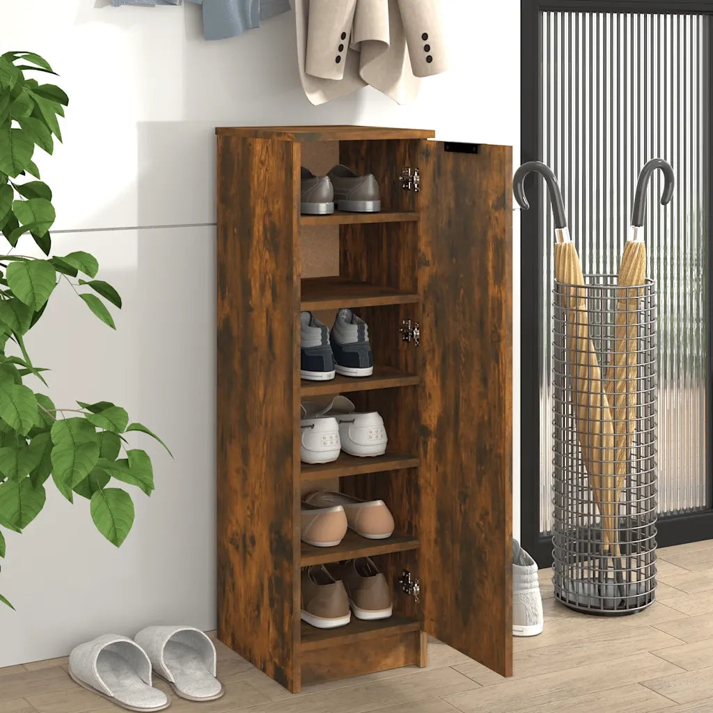 Scarpiera | Mobile per scarpe Rovere Fumo 30x35x100 cm in Legno Multistrato