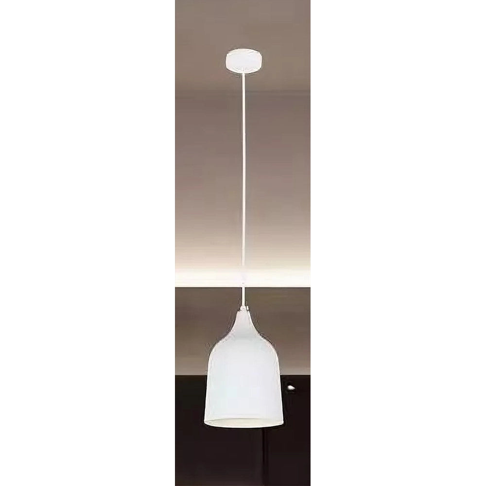 Trade Shop - Lampadario A Sospensione E27 Ferro Paralume Moderno Contemporaneo Campana Bianco 33313 -