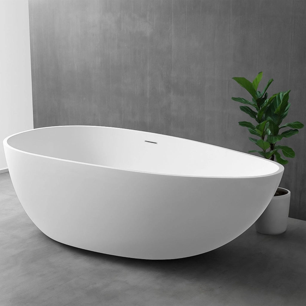Vasca da bagno free standing lisa artificial stone bianco opaco matt *** misure l170x86x54 cm, confezione 1