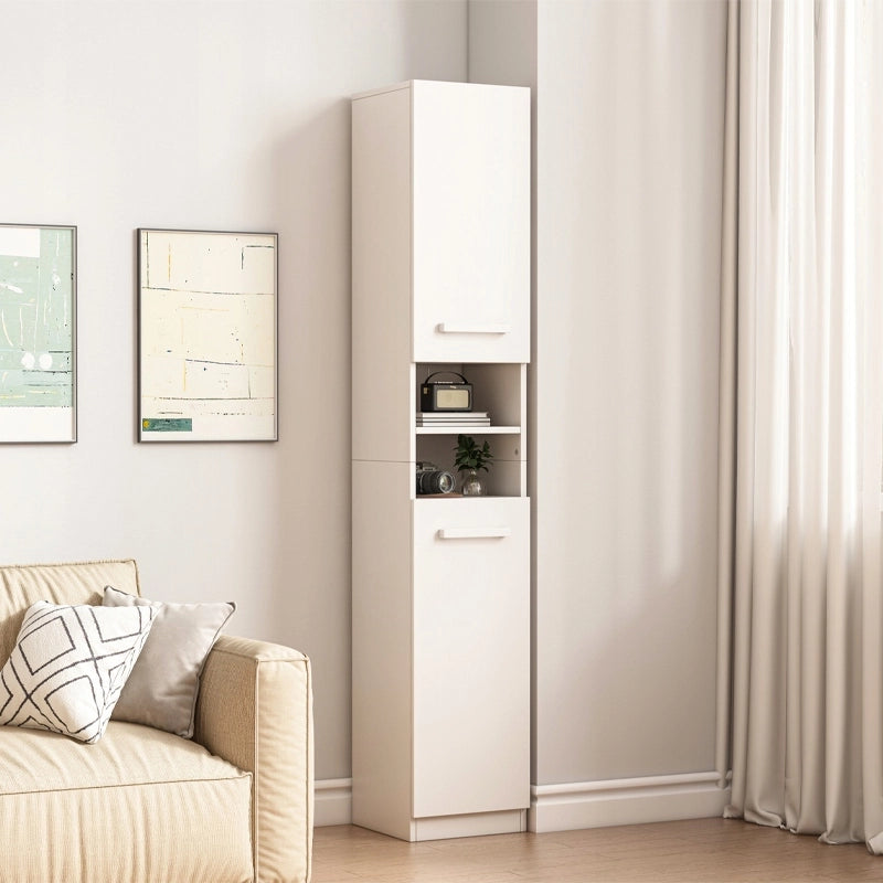 Credenza bianca moderna a colonna alta in stile loft, 2 ante, 180 cm