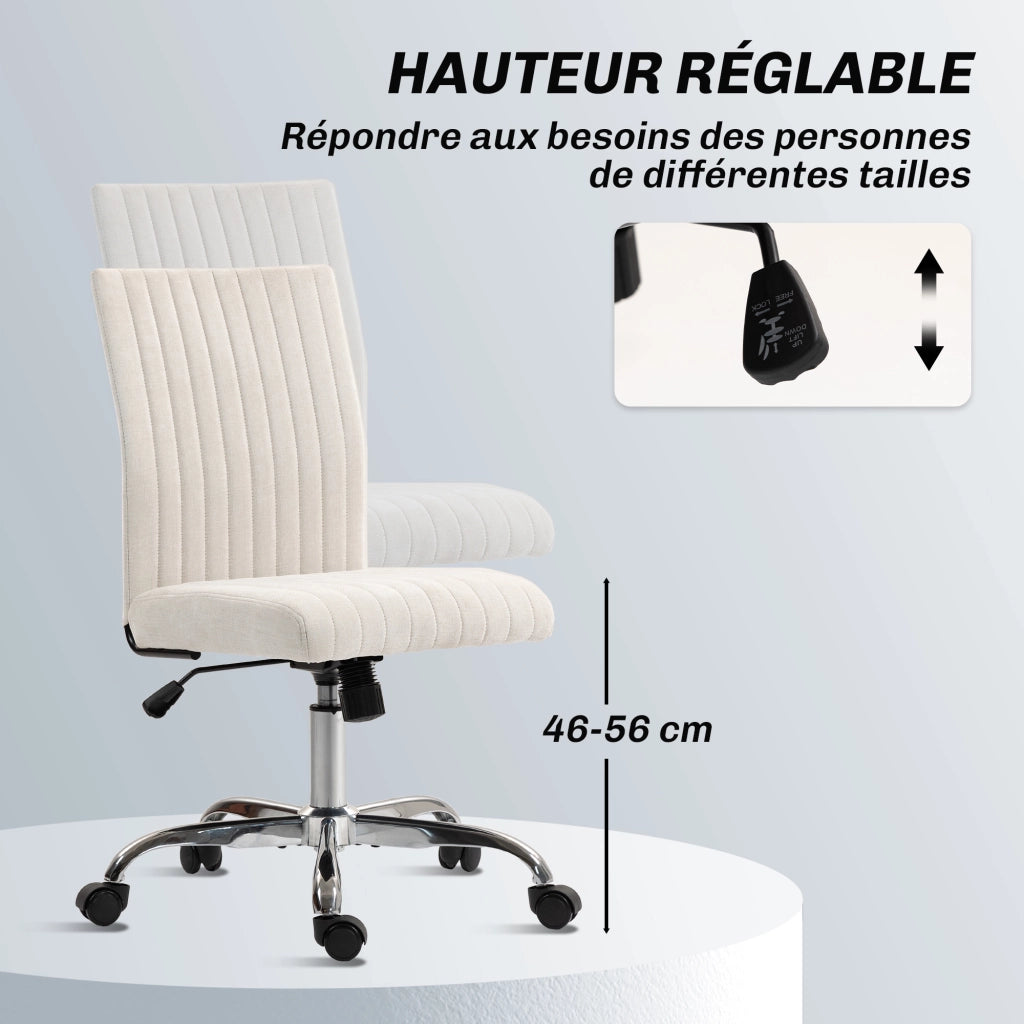 Sedia da ufficio senza braccioli ¨C zephmum ¨C crema 43x56x89-99 cm